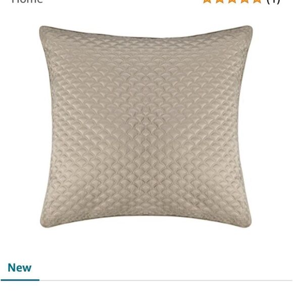 Five Queens Court Zarah Satin Damask Embroidered Euro Pillow Sham, Taupe - Picture 1 of 3